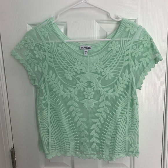 Express sea foam green lace top - Picture 1 of 3